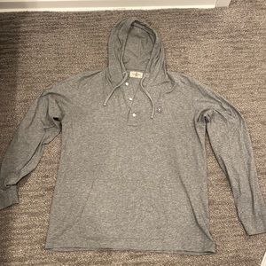 Psycho Bunny men’s gray hooded long sleeve t-shirt, size Large, like new